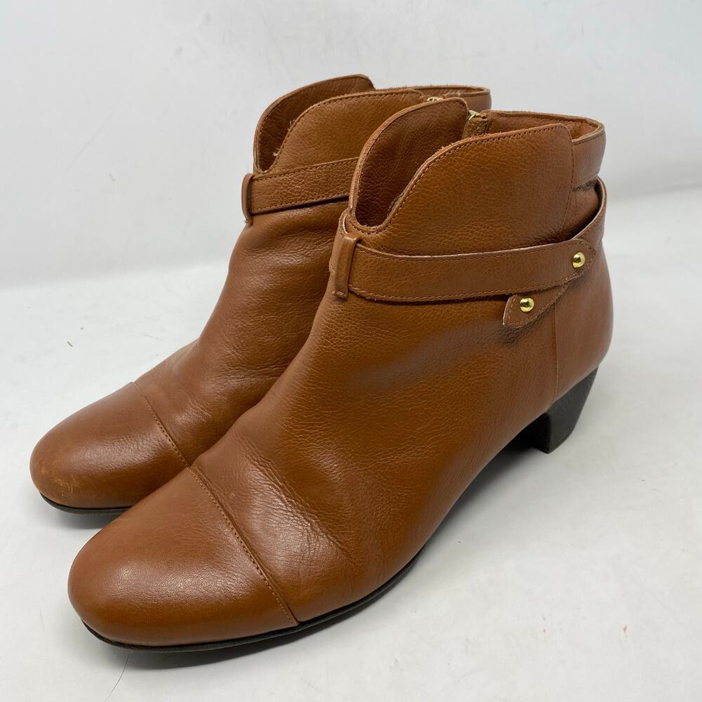 Softwalk Cap Toe Boots Ivanhoe Leather Comfort Shoe Block Heel Womens Size 12